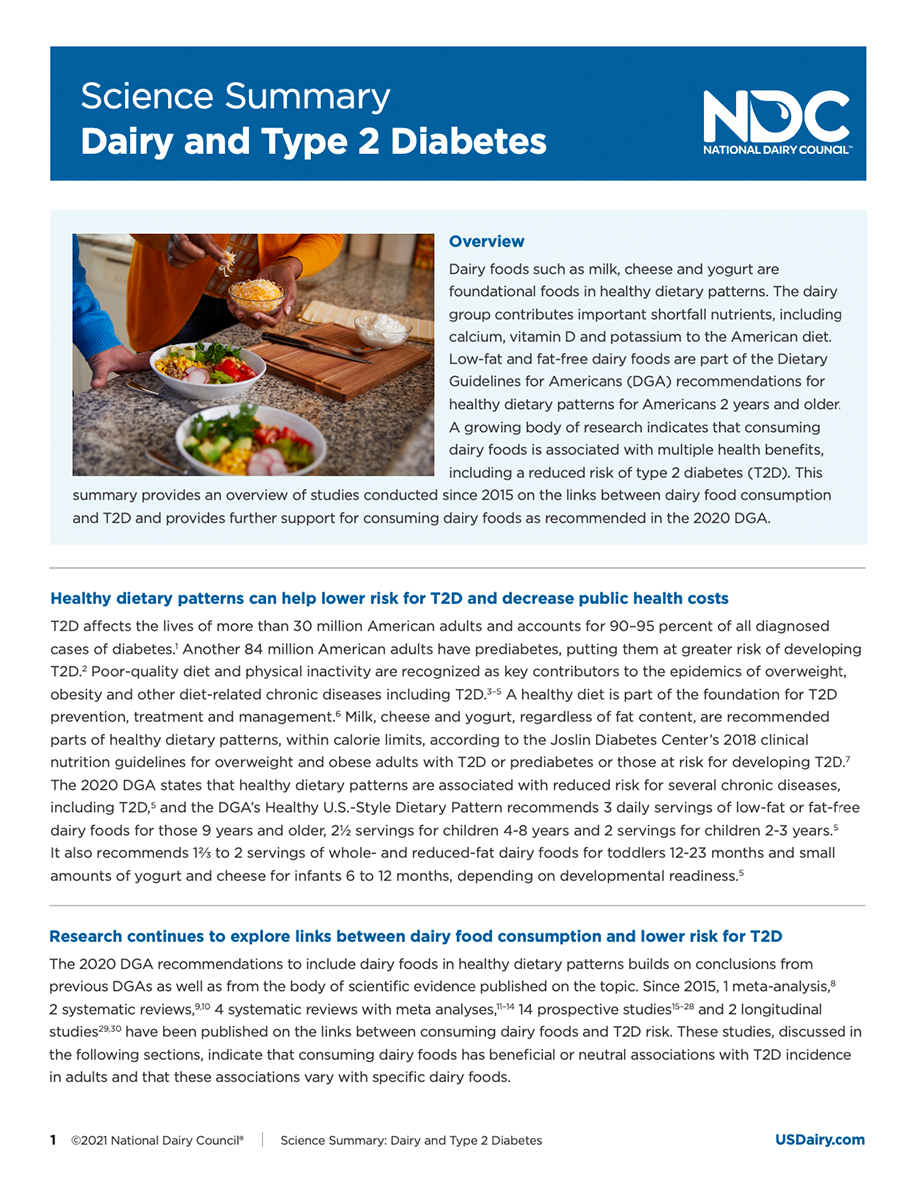 Science Summary Dairy and Diabetes