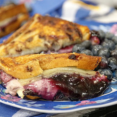 ADAI Recipe Blue Ribbon Blueberry Pie and Baby Swiss Grilled Cheese